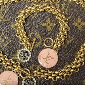Louis Vuitton Gold and Pink Jewelry Set Authentic